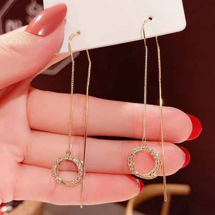 14K Gold Plated Circle Threader Earrings