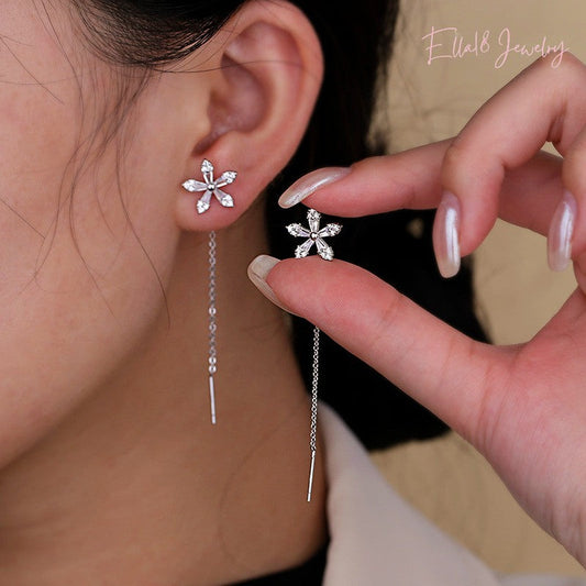 14K Gold-plated Flower Threader Earrings