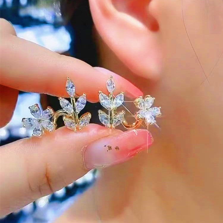 14K Gold-plated Leaf Stud Earrings