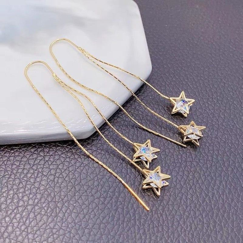 14k Gold-plated Hot Style Star Threader Earrings