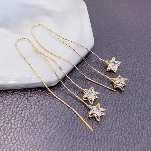 14k Gold-plated Hot Style Star Threader Earrings