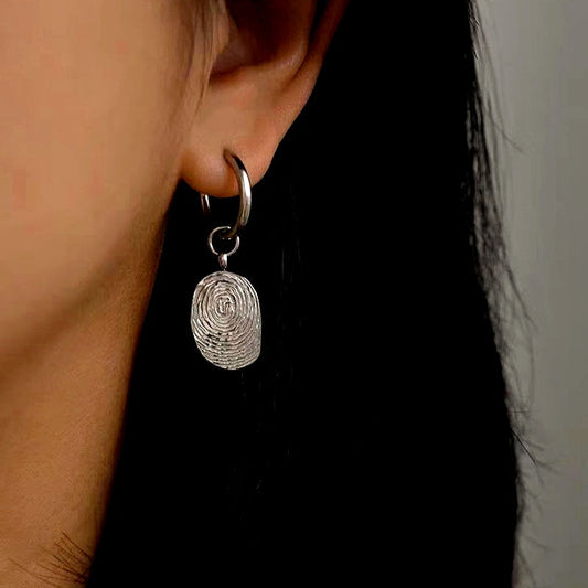 14K Gold-Plated Elegant Fingerprint Earrings