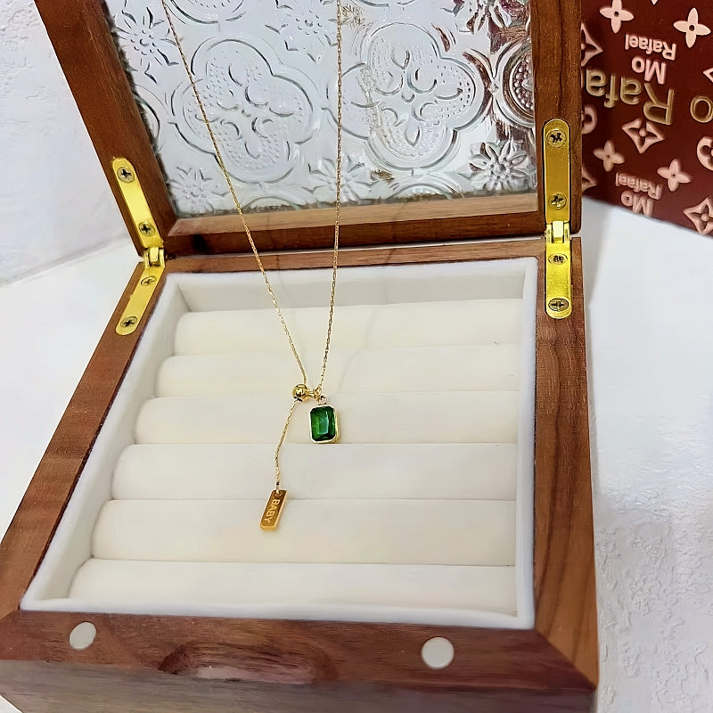 14K Gold-Plated Adjustable Square Crystal Necklaces