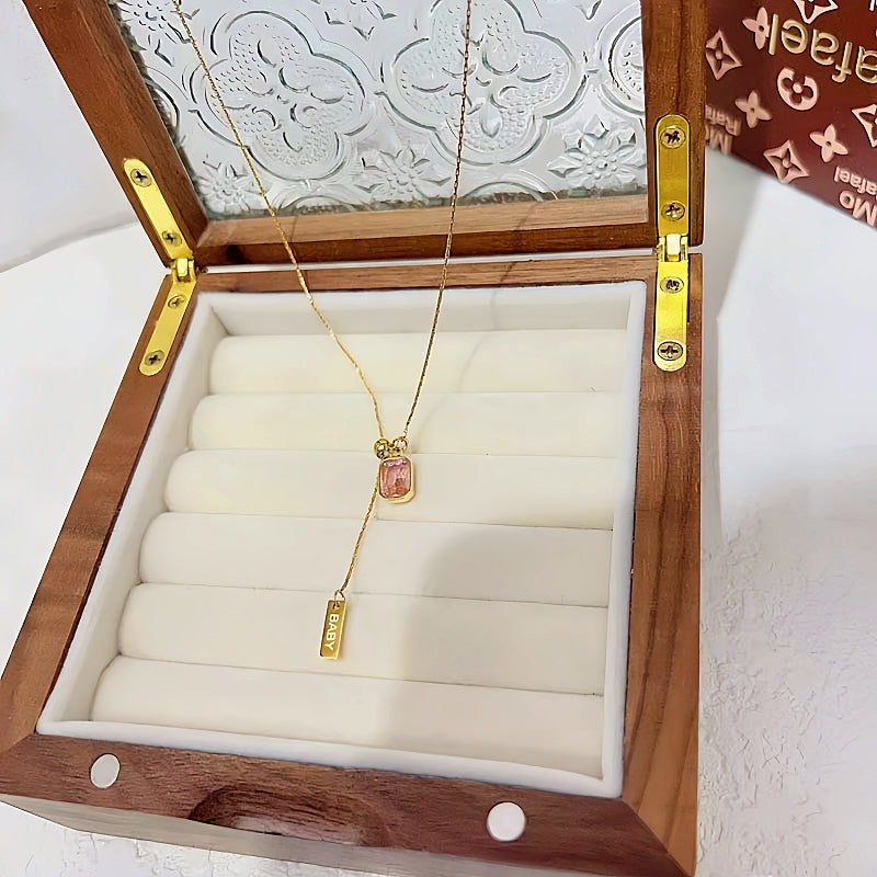 14K Gold-Plated Adjustable Square Crystal Necklaces