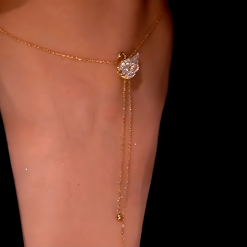 14K Gold-Plated Adjustable Zircon Swan Necklace