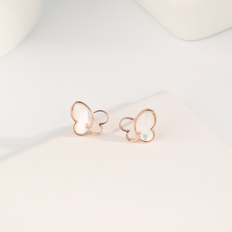 14K Gold-Plated And Sterling Silver Elegant Hollow Butterfly Studs