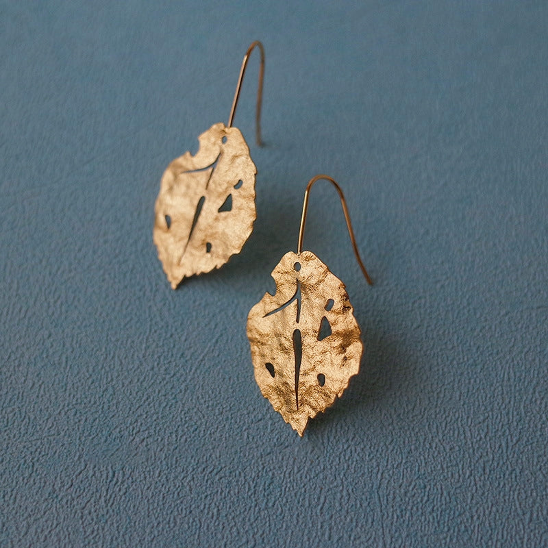 14K Gold-Plated And Sterling Silver Leaf Earrings