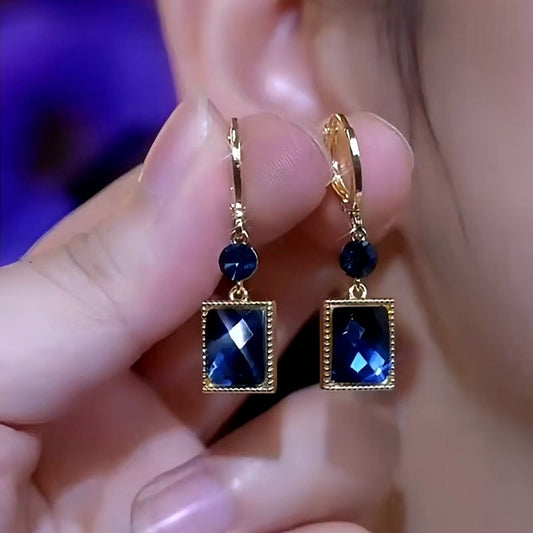 14K Gold-Plated Blue Crystal Earrings