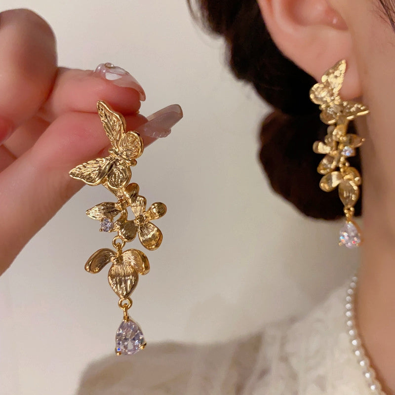 14K Gold-Plated Butterfly Tassel Earrings