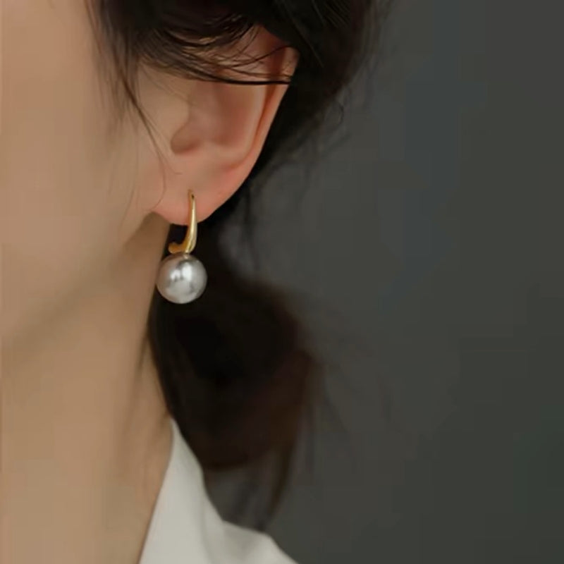 14K Gold-Plated C-Shaped Pearl Earrings