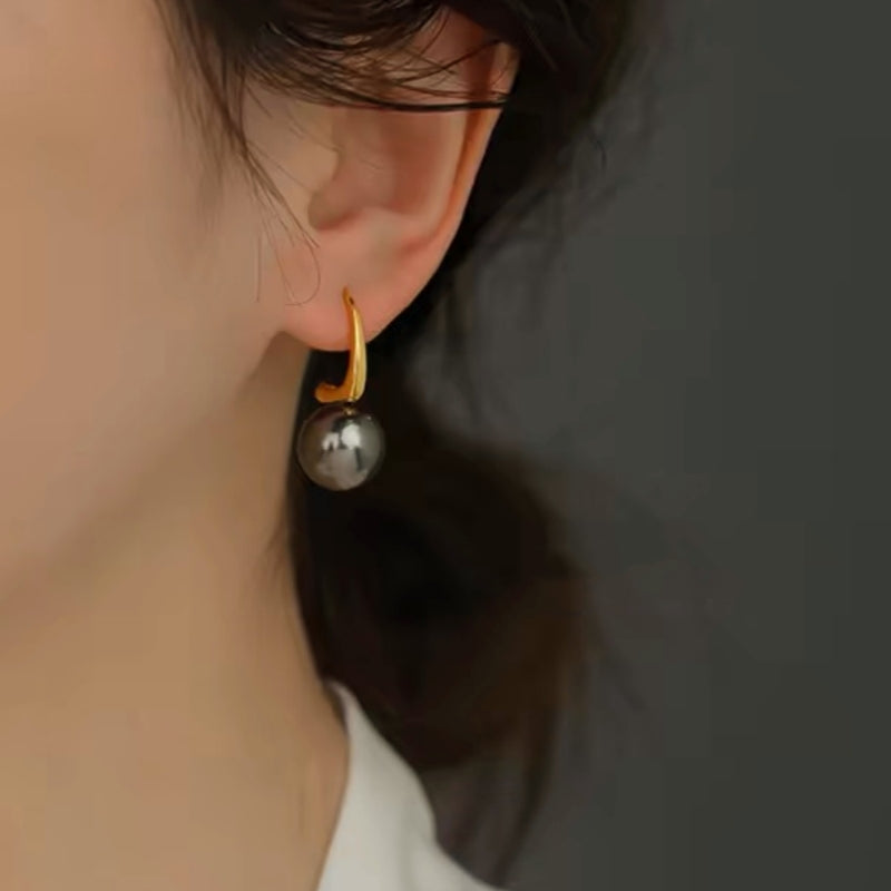 14K Gold-Plated C-Shaped Pearl Earrings