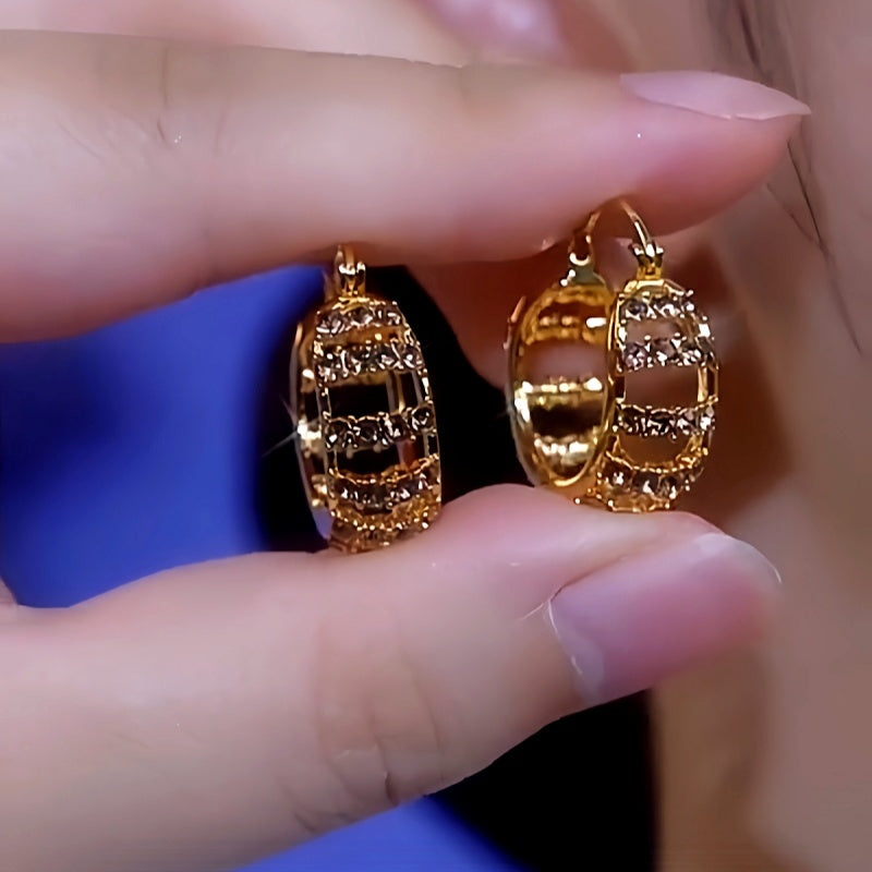 14K Gold-Plated Celebrity Style Brown Diamond Earrings