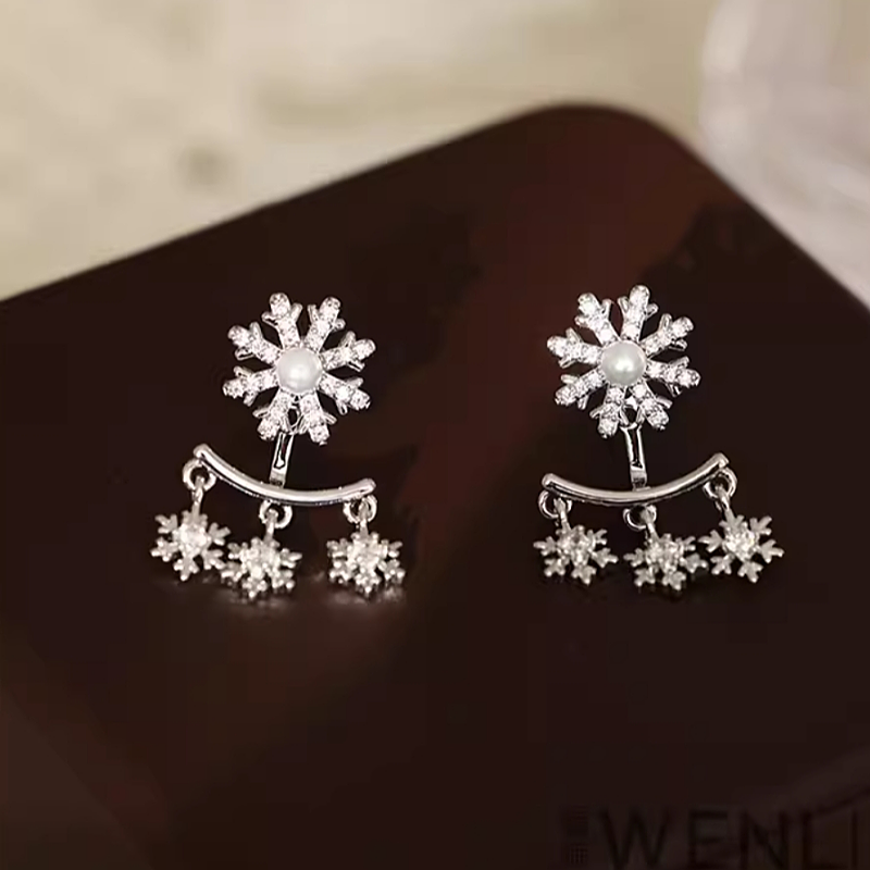 14K Gold-Plated Chiristmas Snowflake Jacket Earrings