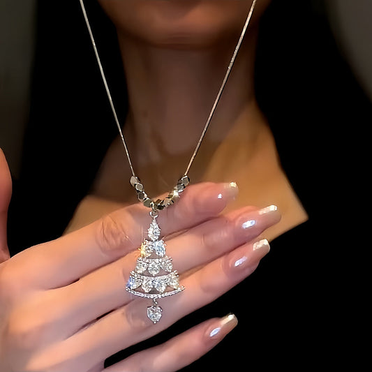 14K Gold-Plated Christmas Diamond Tree Necklaces