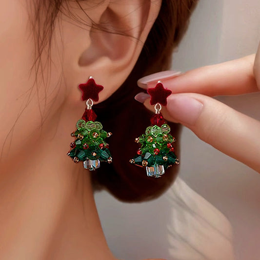 14K Gold-Plated Christmas Tree Star Earrings