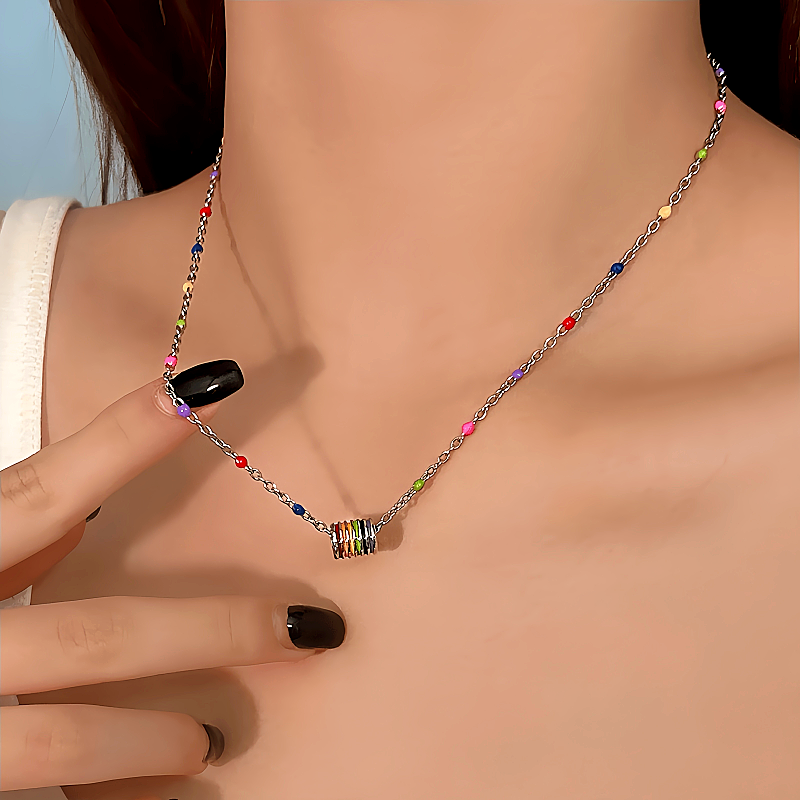 14K Gold-Plated Colorful Ring Necklaces