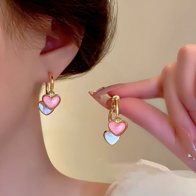 14K Gold-Plated Contrasting Heart Earrings