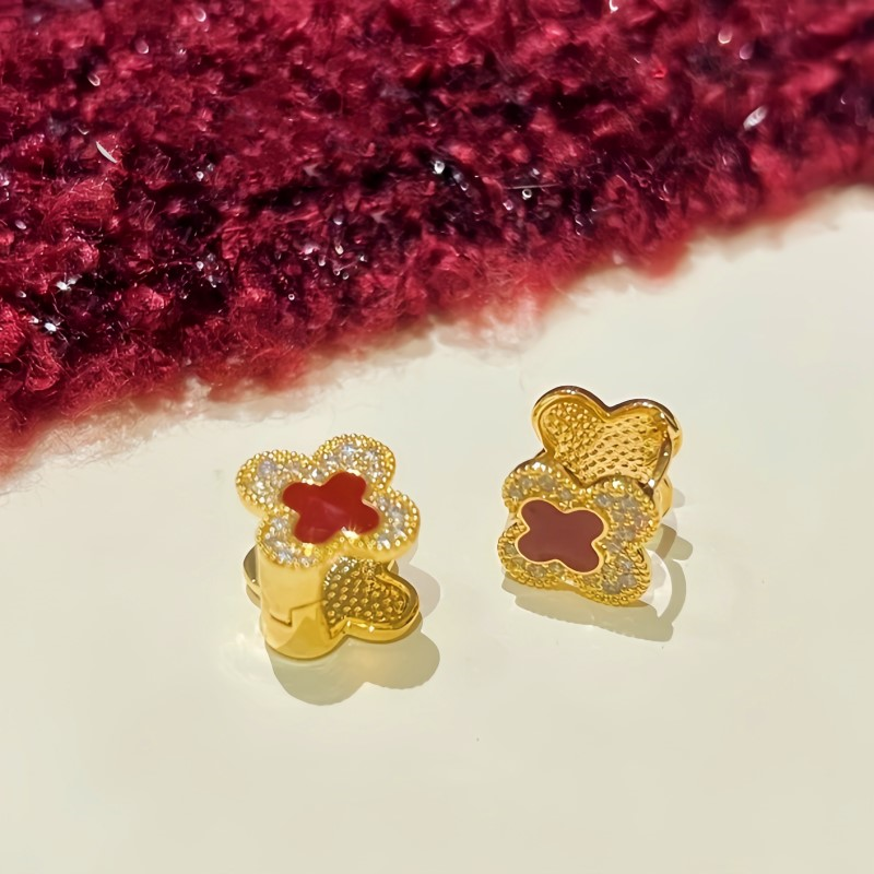 14K Gold-Plated Contrasting Printed Clover Earrings