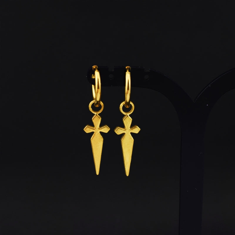 14K Gold-Plated Cross Personalized Earrings