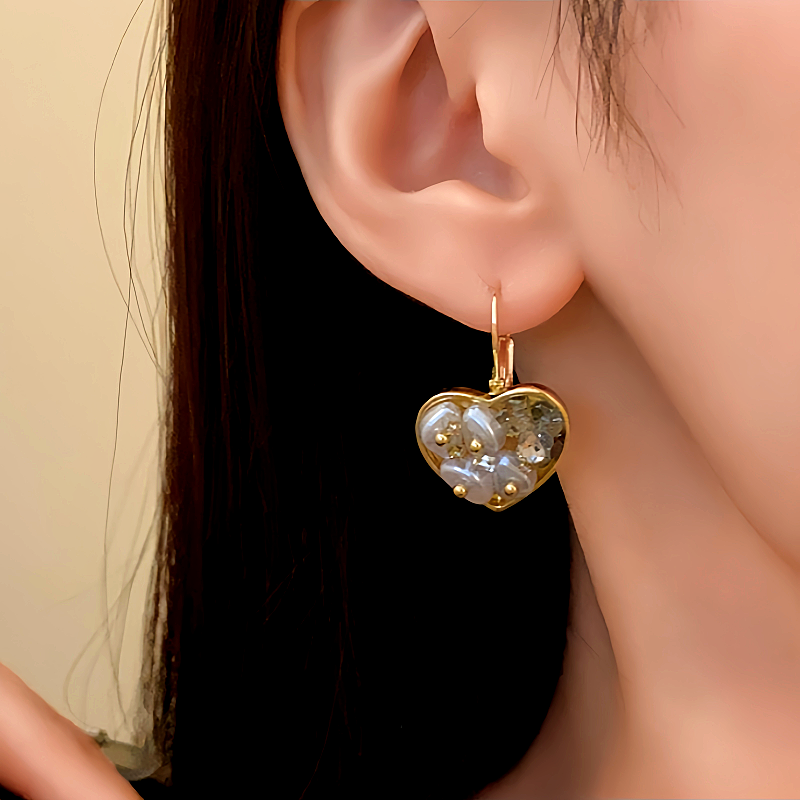 14K Gold-Plated Crystal Heart-Design Earrings