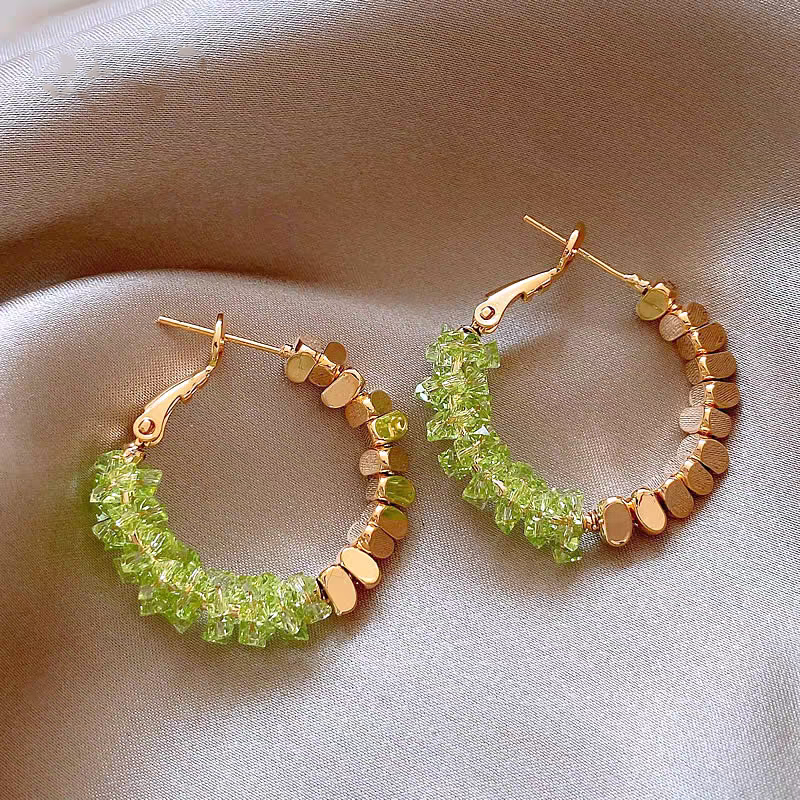 14K Gold-Plated Crystal Hoop Earrings