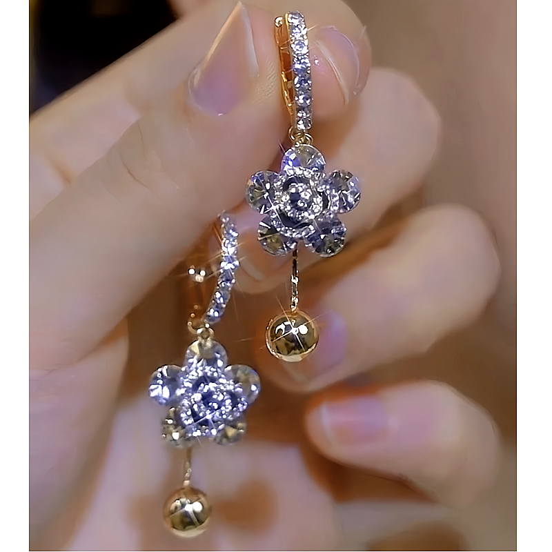 14K Gold-Plated Crystal Rose Earrings