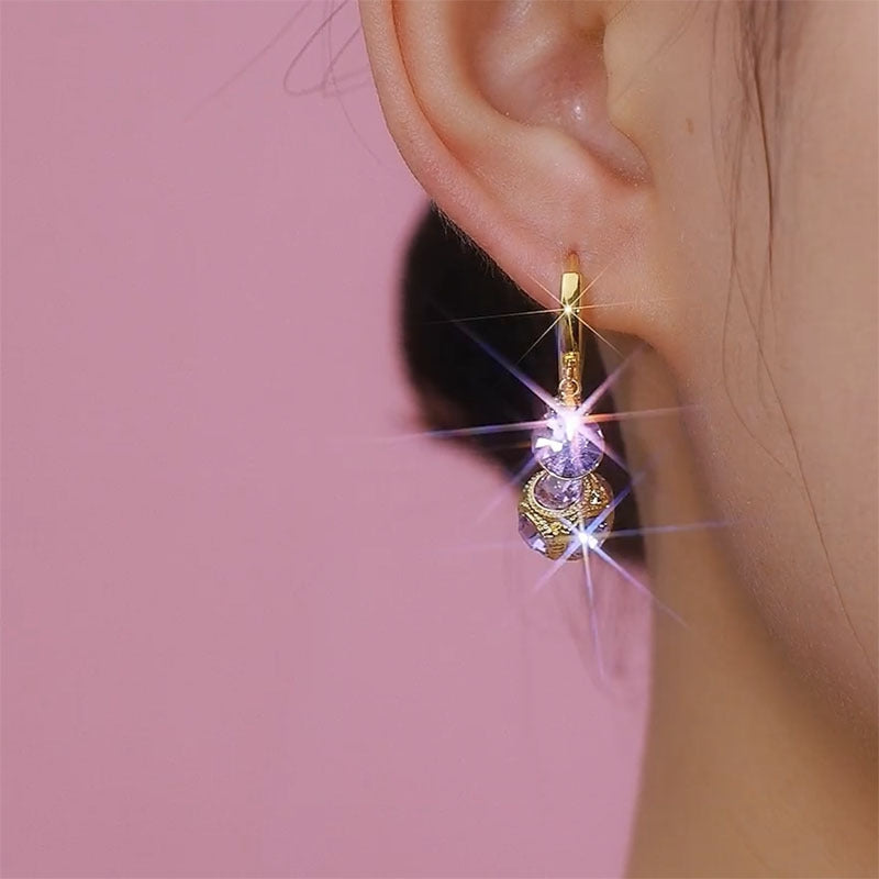 14K Gold-Plated Diamond Ball Earrings