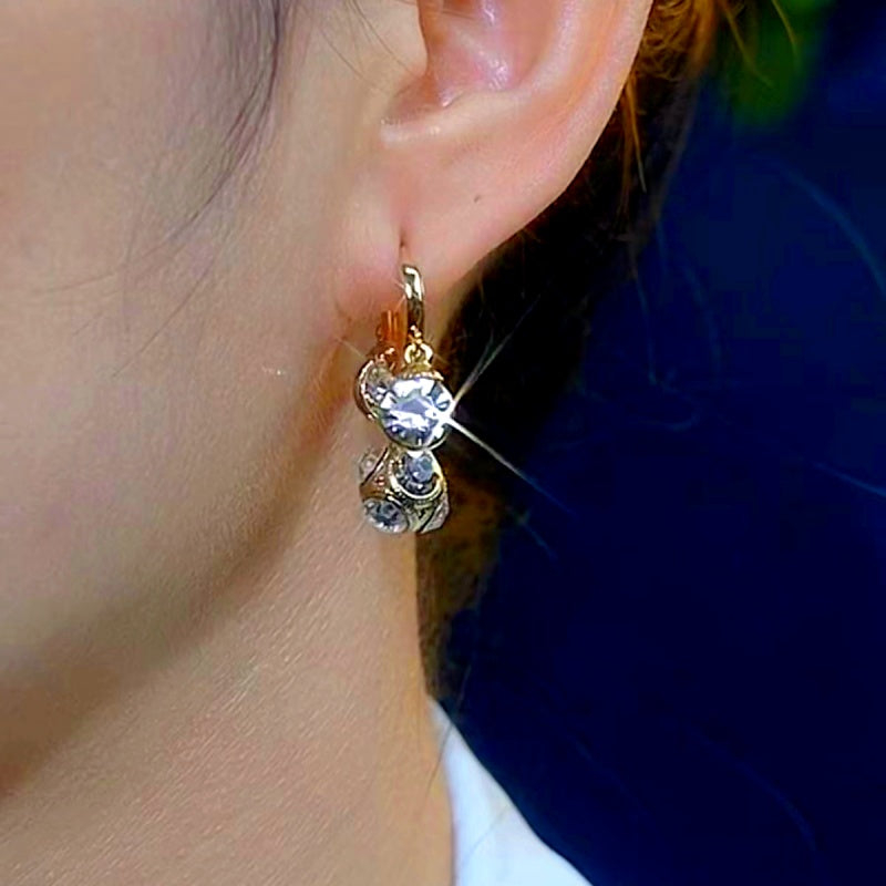 14K Gold-Plated Diamond Ball Earrings