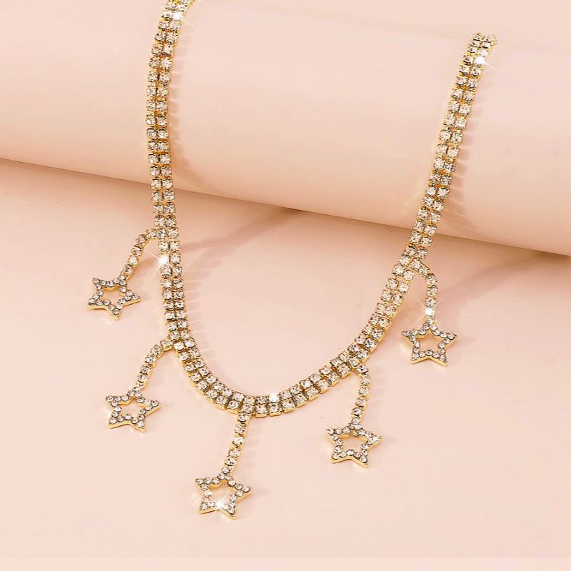 14K Gold-Plated Diamond Five-Pointed Star Necklace