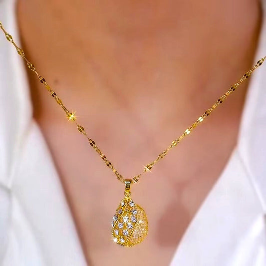 14K Gold-Plated Diamond Water Drop Necklaces