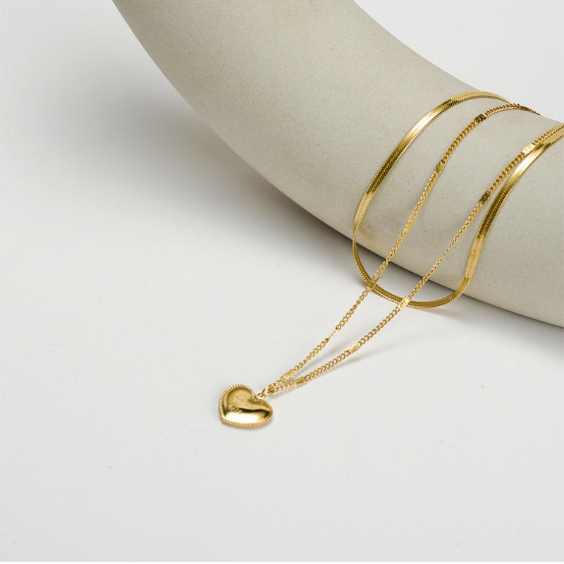 14K Gold Plated Double-Layer Heart Necklaces