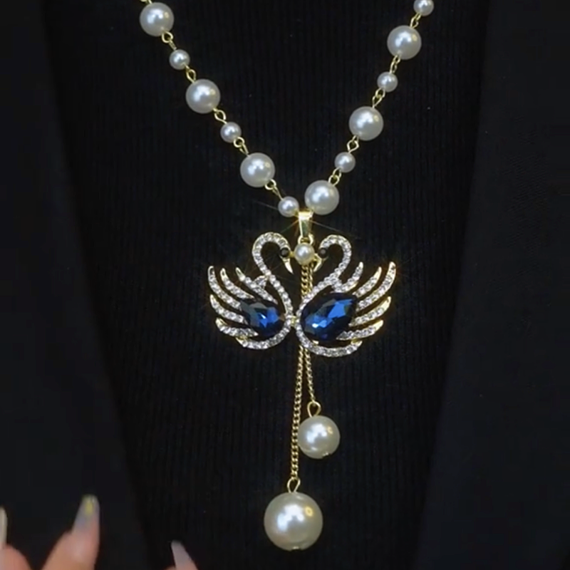 14K Gold-Plated Double Goose Pearl Necklace