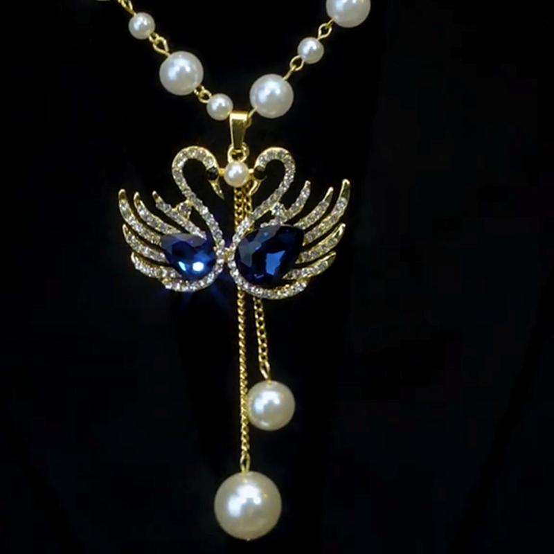 14K Gold-Plated Double Goose Pearl Necklace