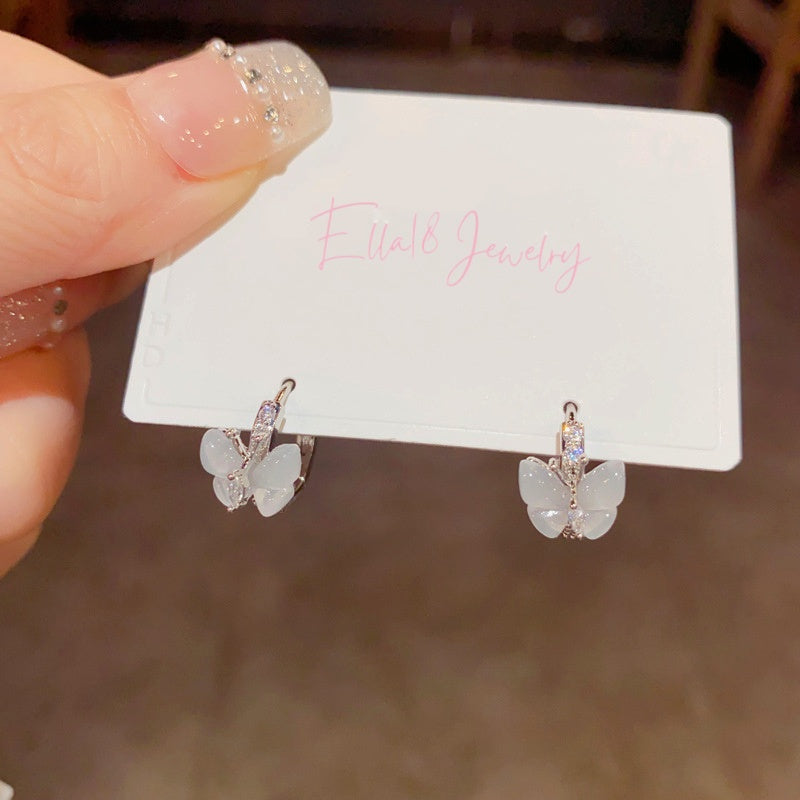 14K Gold-Plated Elegant Butterfly Hoop Earrings