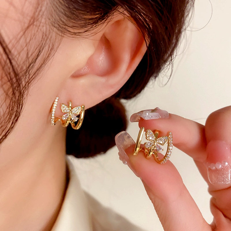 14K Gold-Plated Elegant Butterfly Studs