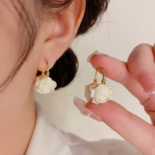 14K Gold-Plated Elegant Camellia Basket Earrings