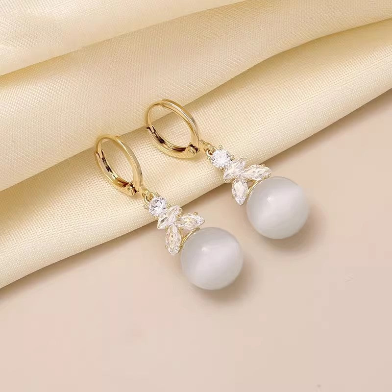 14K Gold-Plated Elegant Cat's Eye Earrings