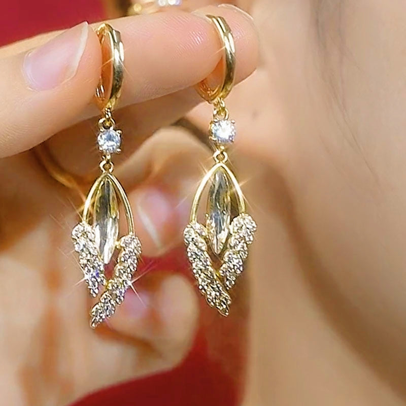 14K Gold-Plated Elegant Cat's Eye Wheat Earrings