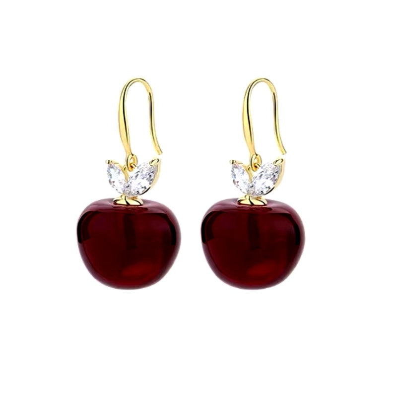 14K Gold-Plated Elegant Cherry Ear Hook Earrings