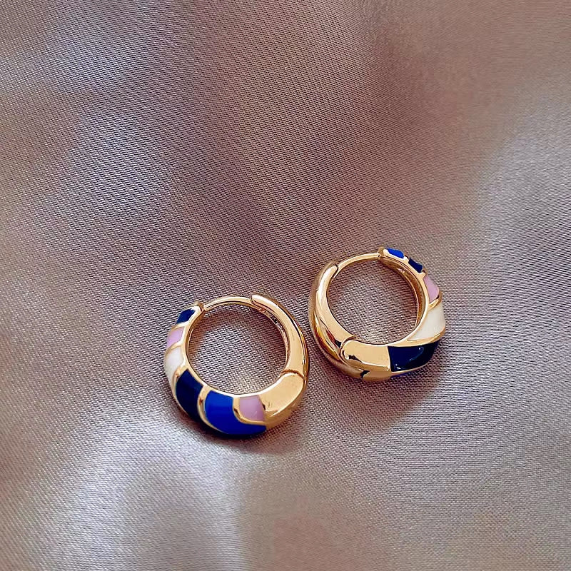 14K Gold-Plated Elegant Colorful Small Hoop Earrings