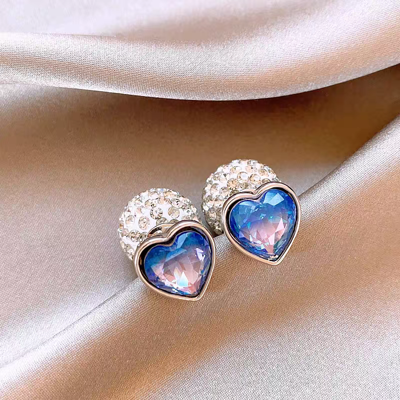 14K Gold-Plated Elegant Crystal Heart Earrings