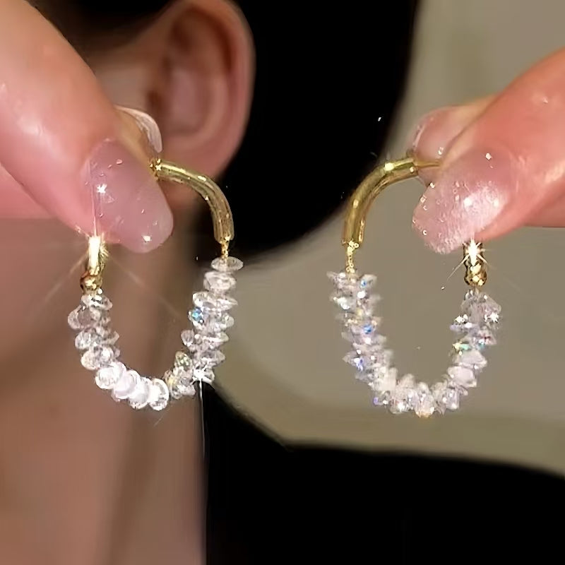 14K Gold-Plated Elegant Crystal Zircon Wheat Earrings