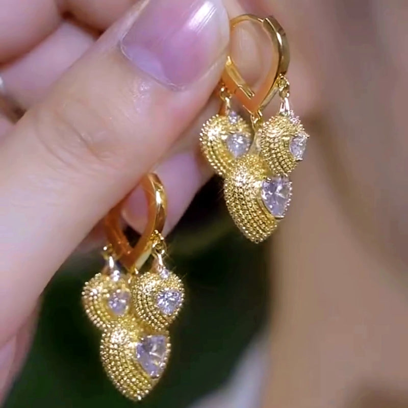 14K Gold-Plated Elegant  Durian Heart Earrings