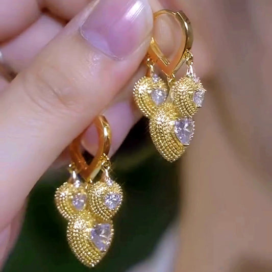 14K Gold-Plated Elegant  Durian Heart Earrings