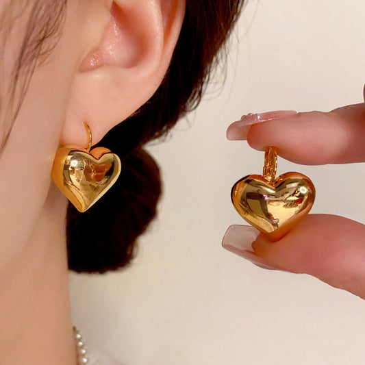 14K Gold-Plated Elegant Heart-Design Earrings