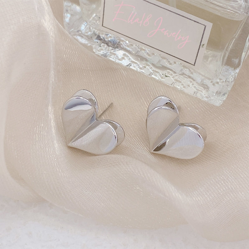 14K Gold-Plated Elegant Heart-Design Studs