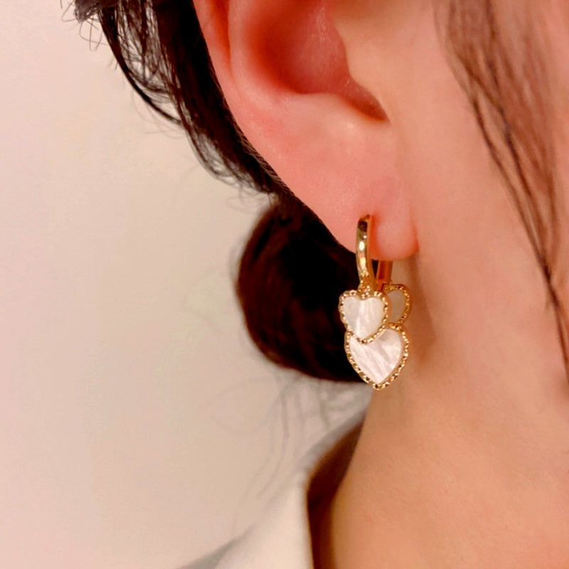 14K Gold-Plated Elegant Heart-Design Tassel Earrings