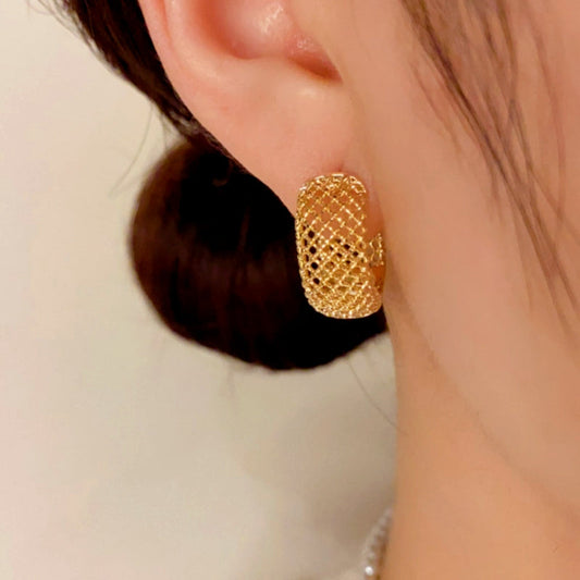 14K Gold-Plated Elegant Hollow U-Shaped Earrings