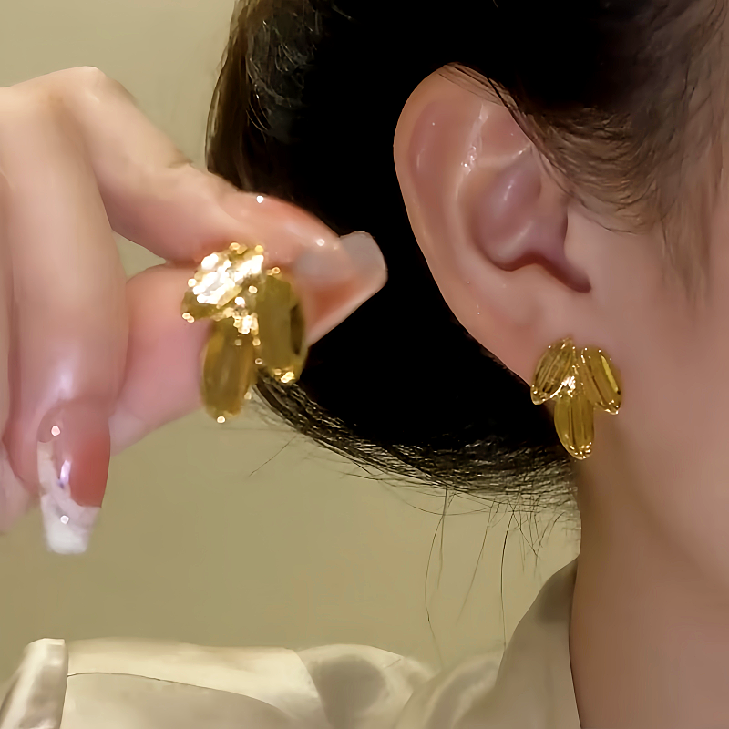 14K Gold-Plated Elegant Leaf Stud Earrings