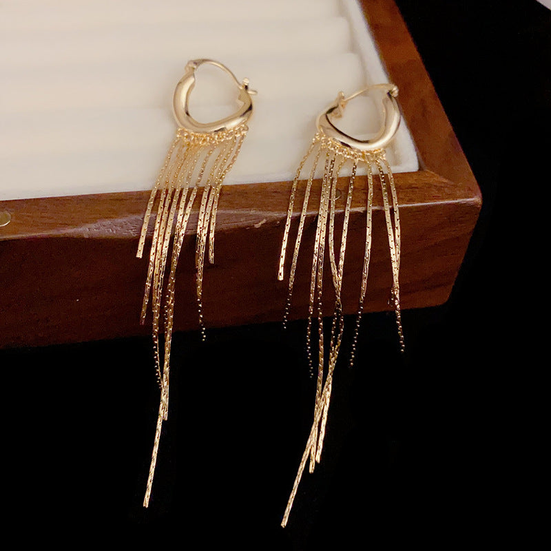 14K Gold-Plated Elegant Long Tassel Earrings